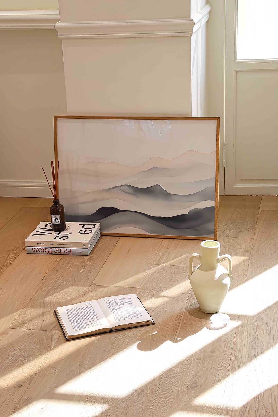 Golvende lijnen – liggende abstracte wanddecoratie van WallArtistic
