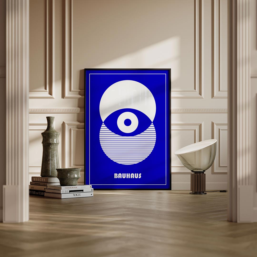 Cirkel en lijnen – moderne Bauhaus wandkunst als poster