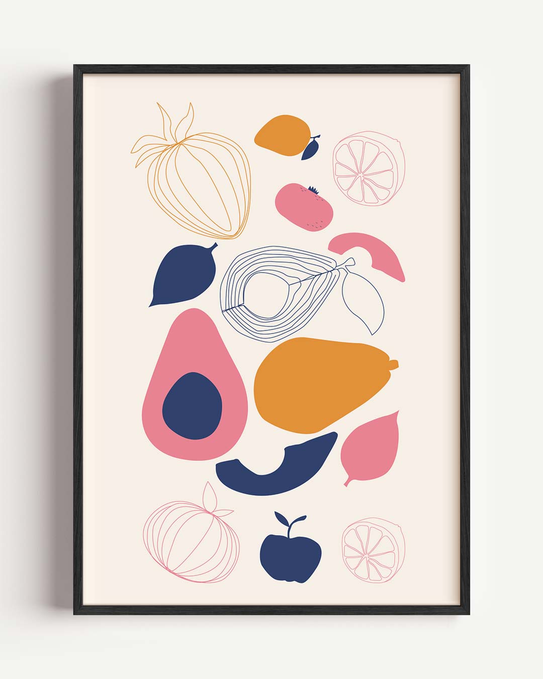 Vrolijke Fruit Illustratie – keuken portret poster als wanddecoratie