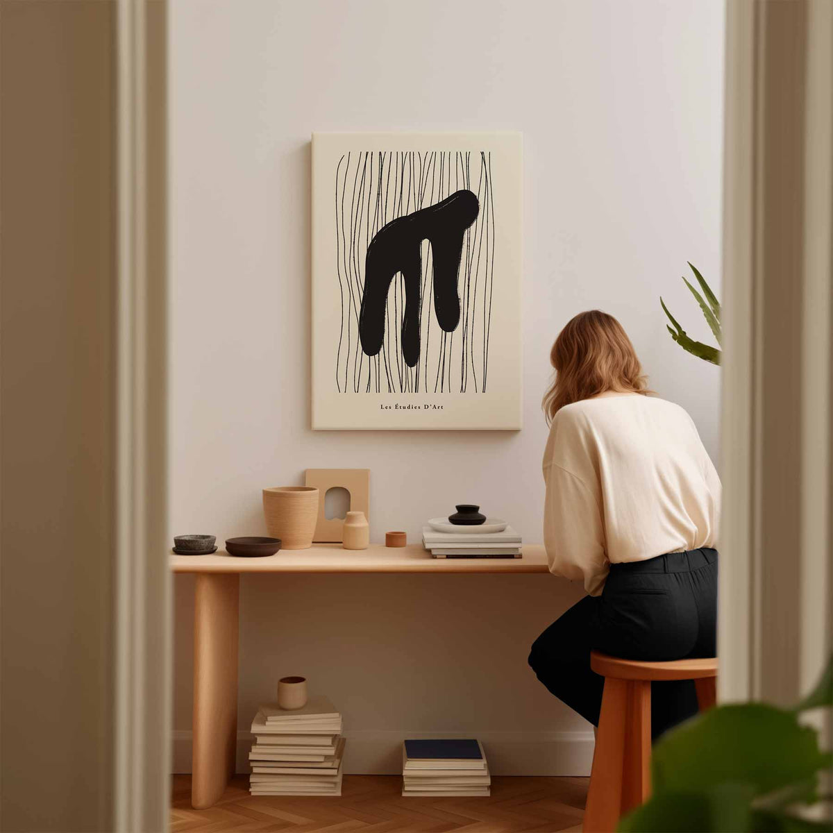 Speelse Schaduw Abstractie – modern portret kunstwerk van WallArtistic