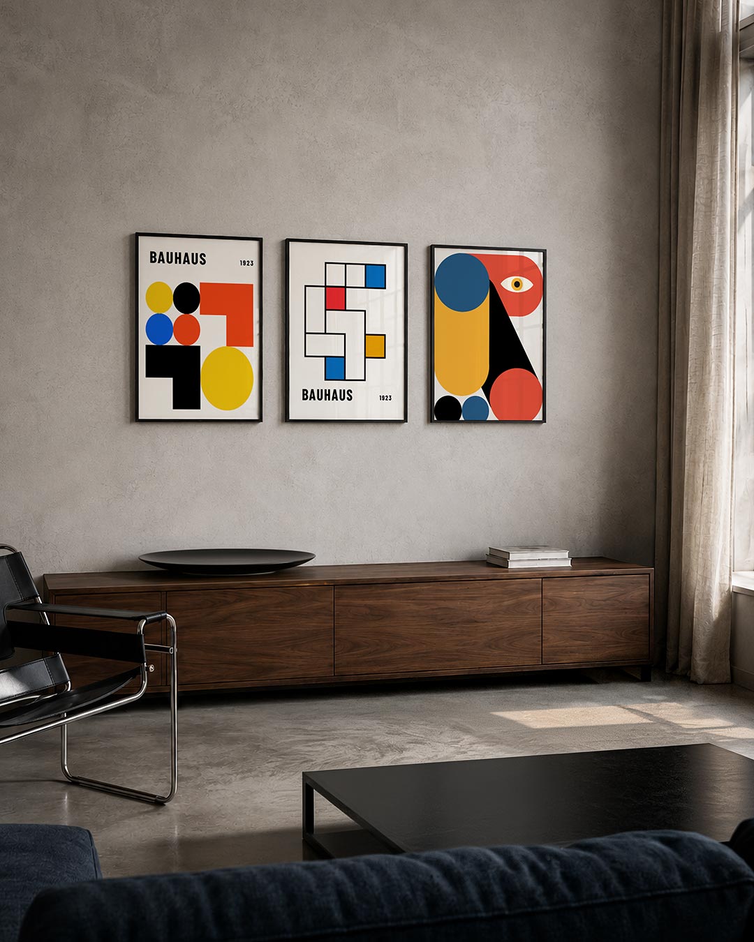 Vormen en kleurvlakken posterset – tweede productweergave – deze posterset in drie delen toont een speelse mix van cirkels en