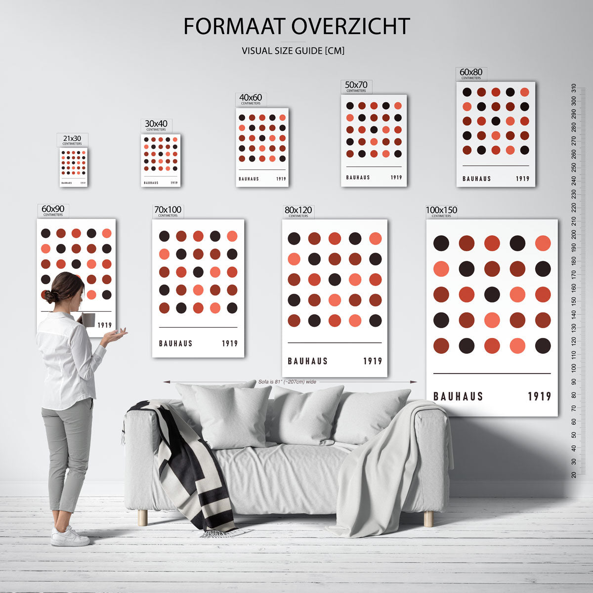 Cirkelritme en balans – geometrische poster in Bauhaus-stijl van WallArtistic