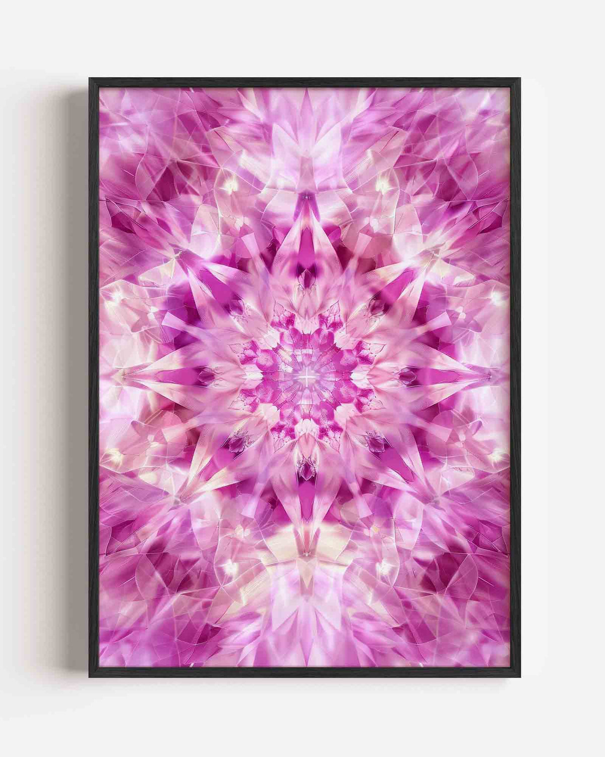 Symmetrische roze vormen – kleurrijke abstracte portret poster als wanddecoratie