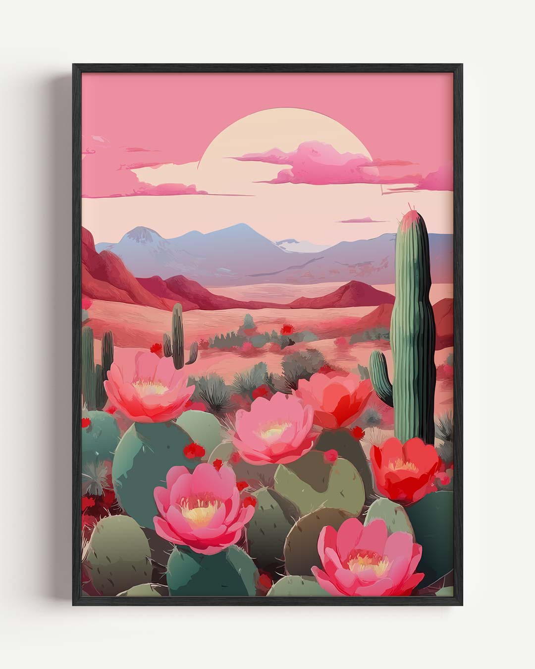 Woestijnbloemen bij Zonsondergang – paas portret poster als wanddecoratie