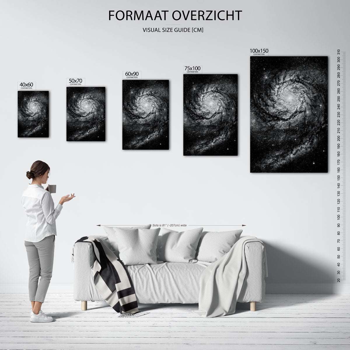 Kosmische spiraal – staand wanddecoratie kunstwerk