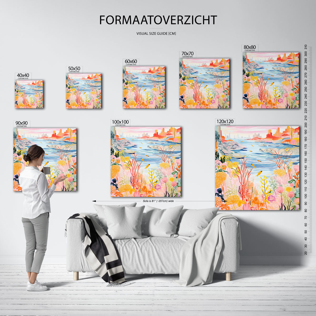 Levendige zeezicht – vierkante muurposter voor de kinderkamer