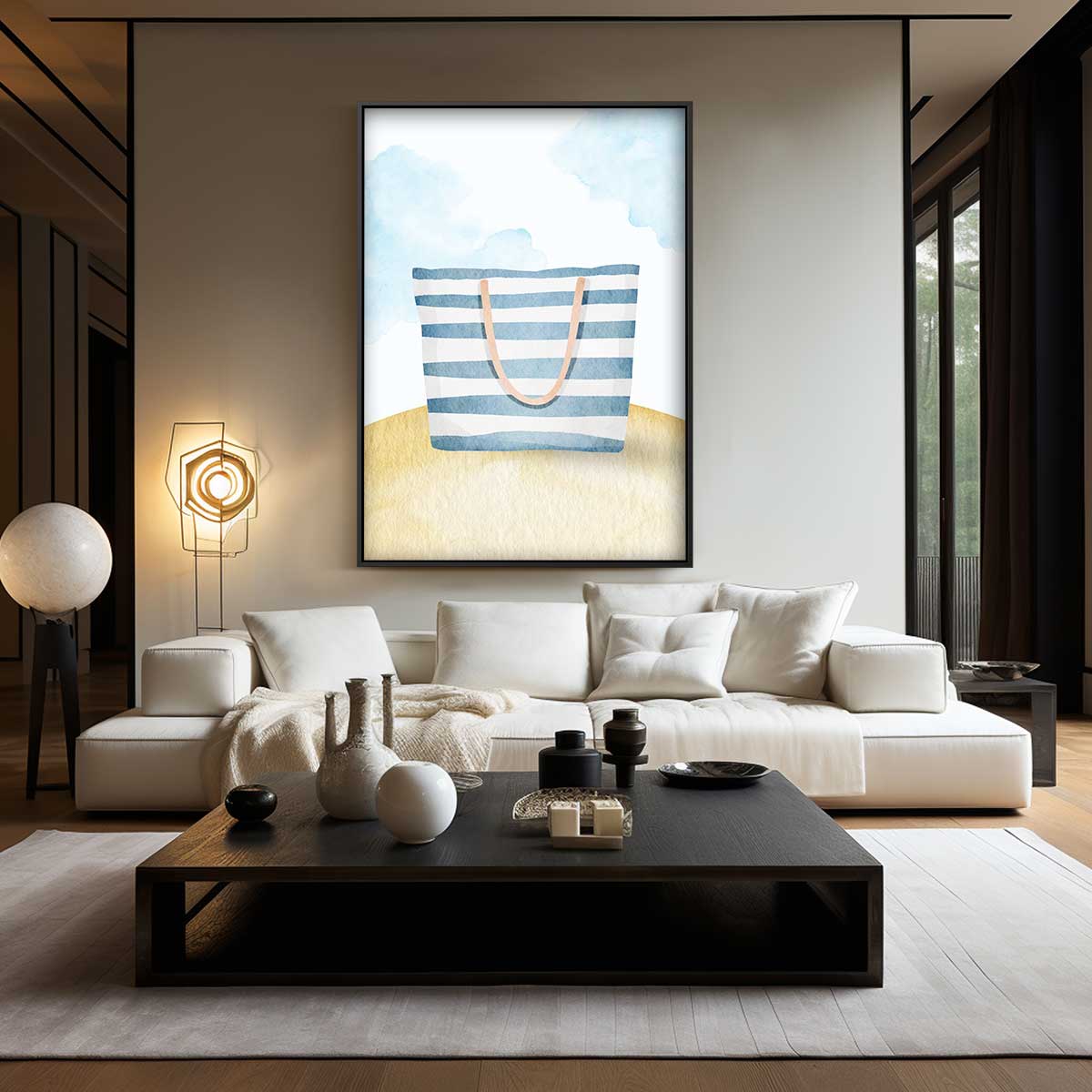 Strandtas Illustratie – modern portret kunstwerk van WallArtistic