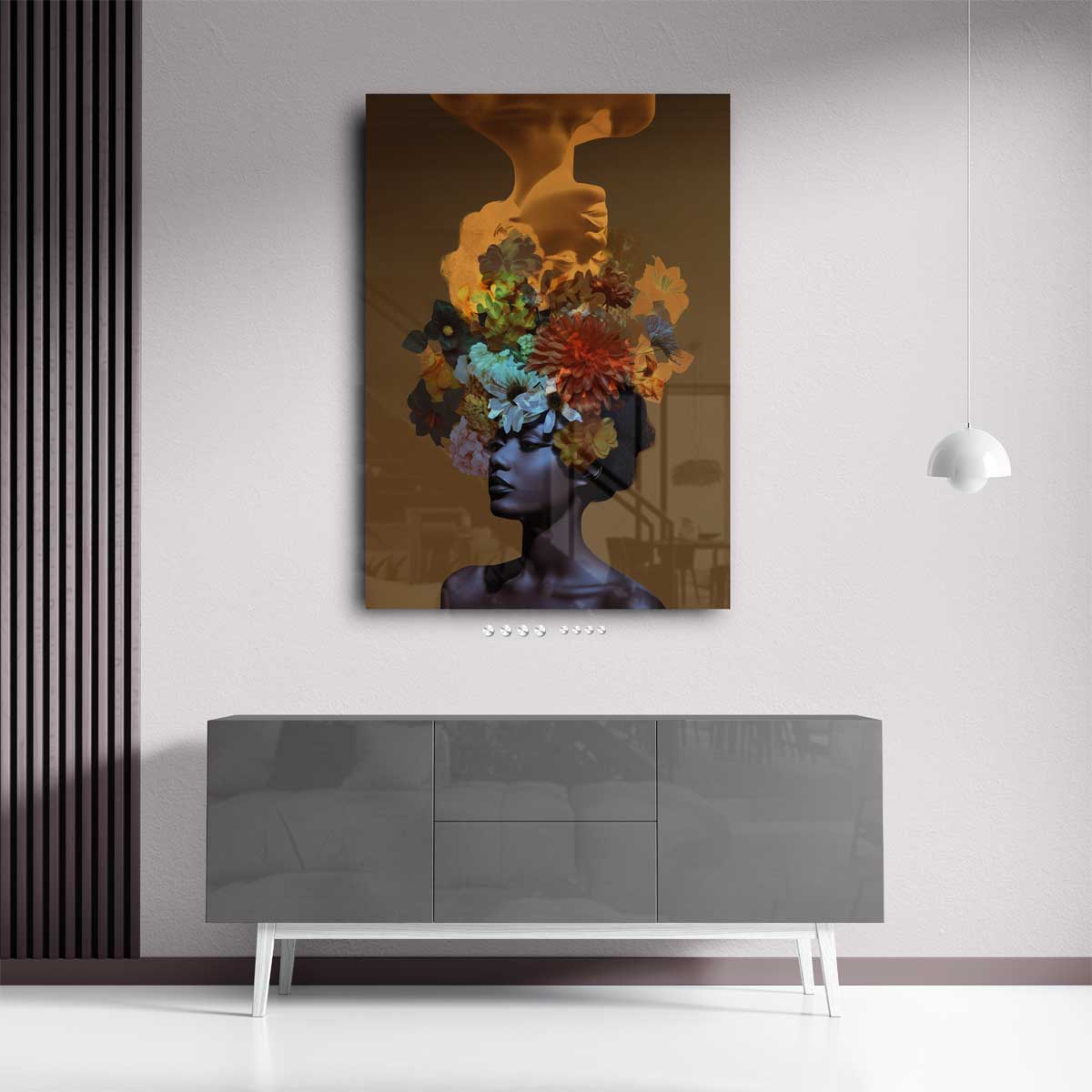 Bloemendroom Portret – kunstwerk met zwarte baklijst