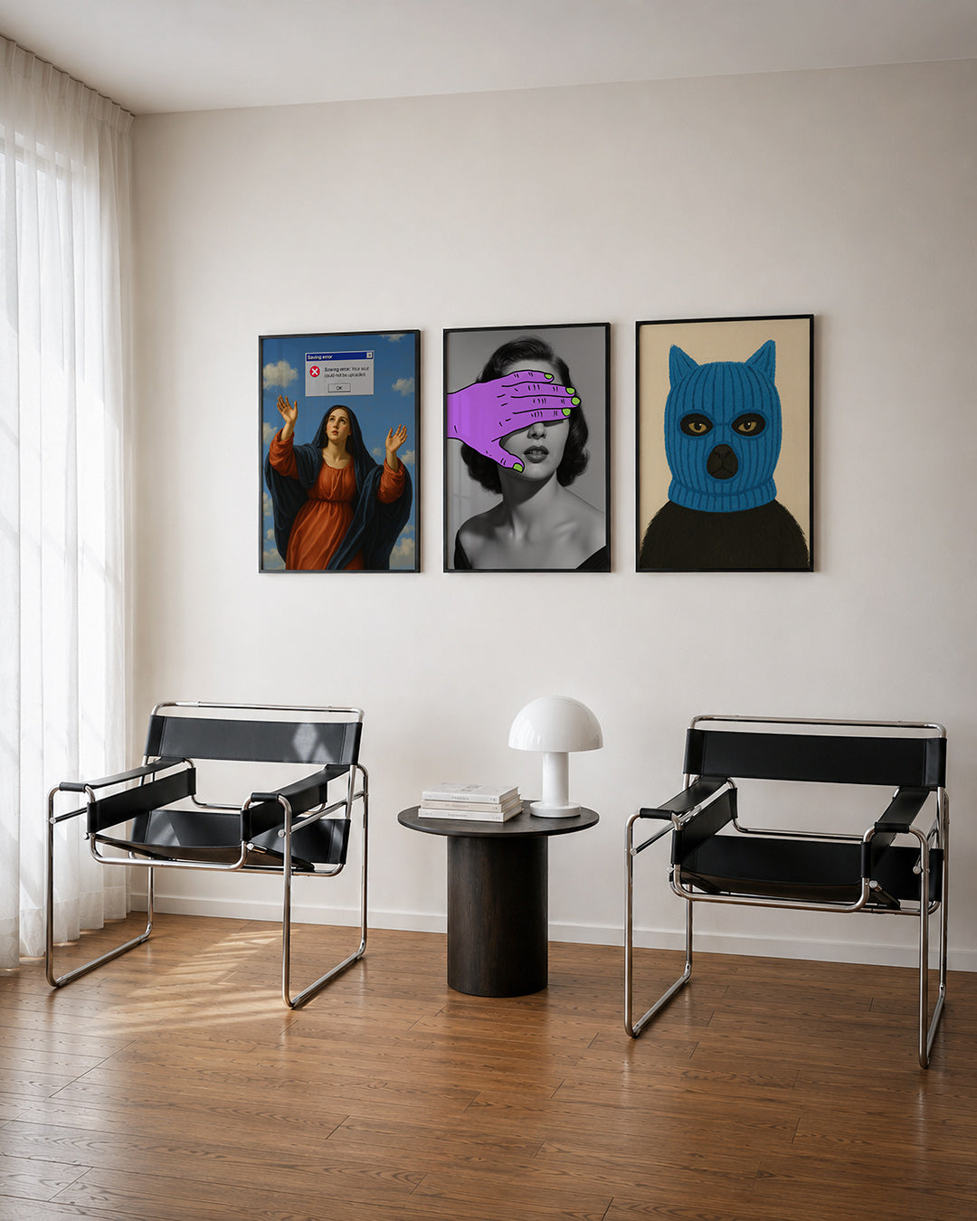 Abstract driedelige posterset – een abstracte posterset met donkere tinten en een rustige