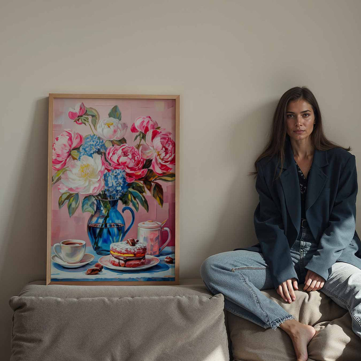 Bloemige Ontbijt Vibes – staande keuken wanddecoratie van WallArtistic