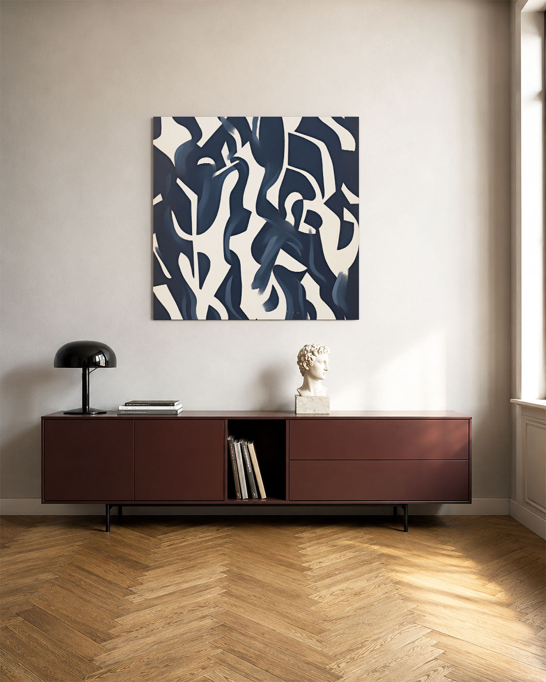 Organische lijnen compositie kunstwerk – tweede productweergave – dit kunstwerk toont vloeiende, organische lijnen in een