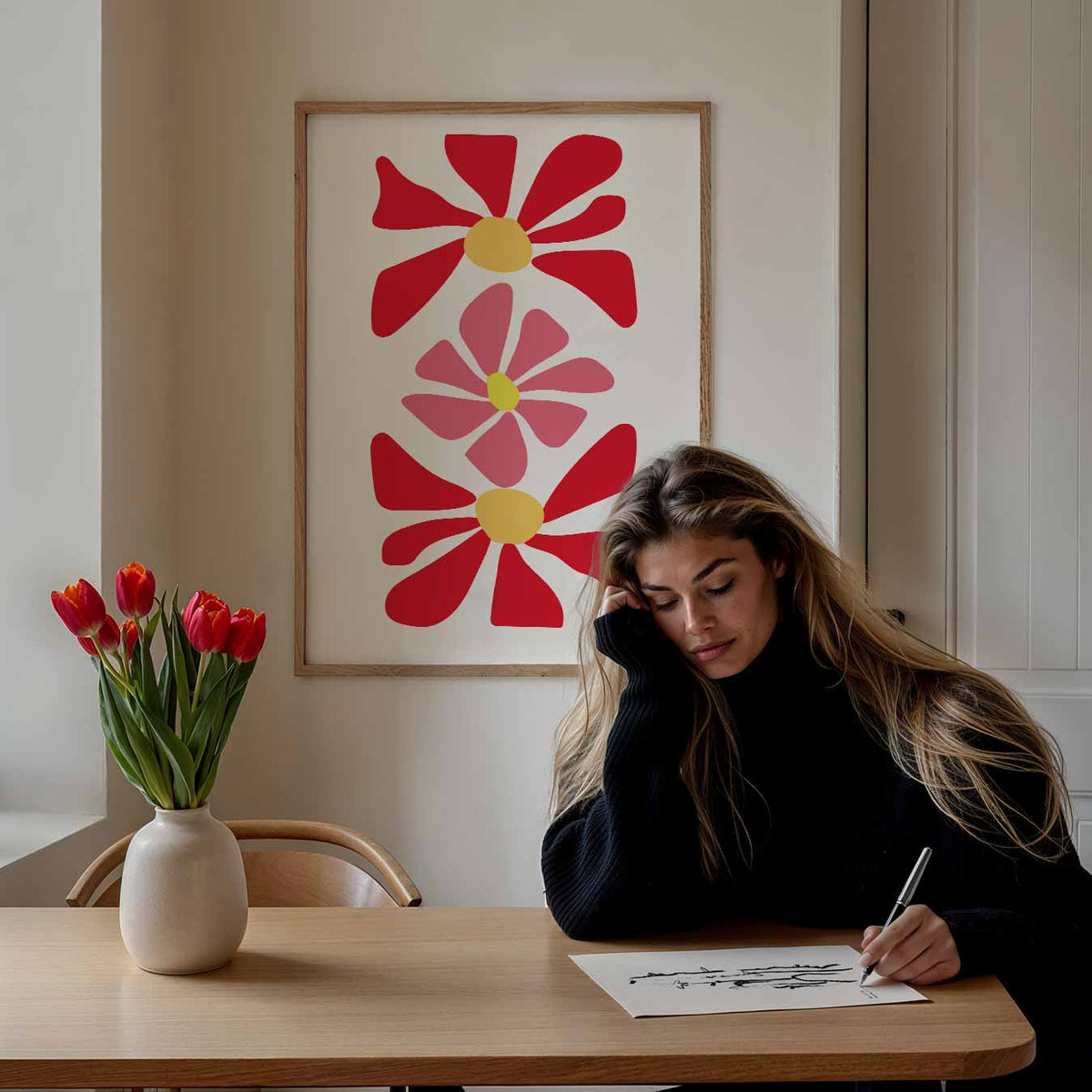 Bloemenvlucht – bloemen poster als moderne staande wanddecoratie