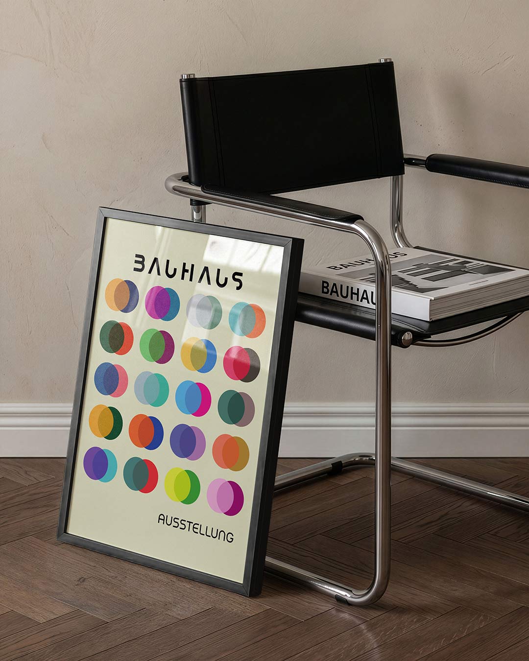 Cirkelpatroon en kleur – staande Bauhaus poster voor aan de muur