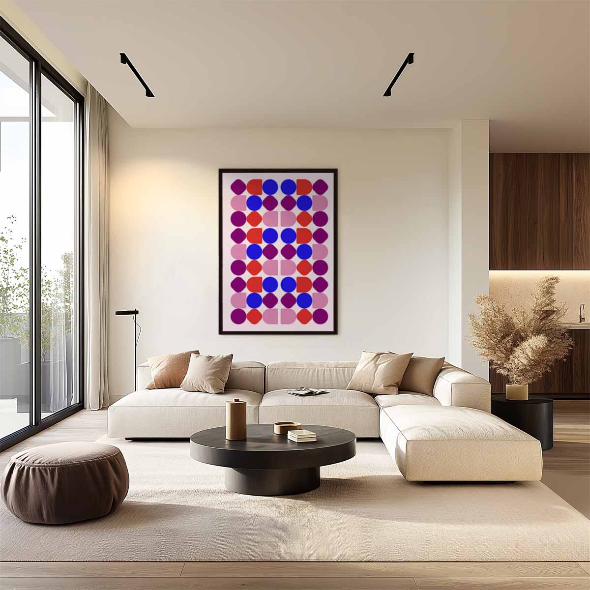 Kleurrijke Geometrische Compositie – plexiglas wanddecoratie in portret formaat