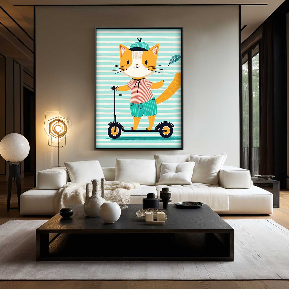Kat op Step – canvas wanddecoratie in portret formaat