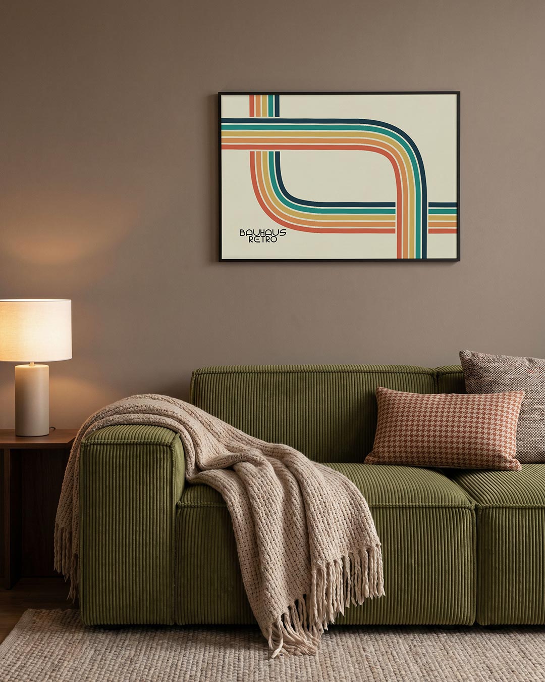 Lijnen en kleurvlakken – geometrische Bauhaus poster in liggend formaat