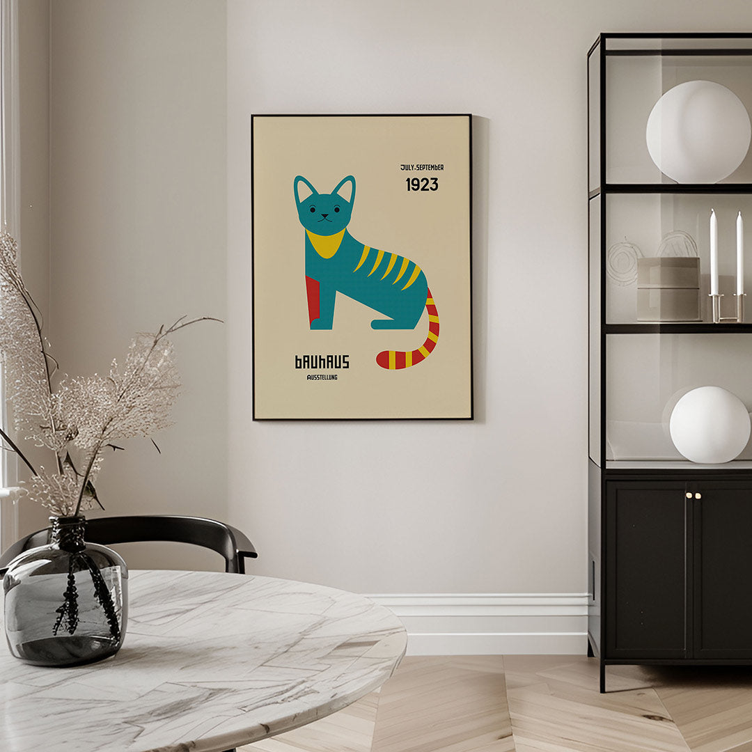 Kleurrijke kat – geometrische Bauhaus poster in staand formaat