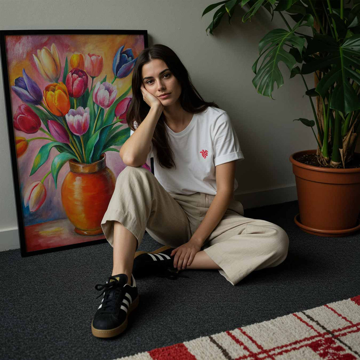 Bloeiende Tulpenschilderij – staande muurposter met bloemen