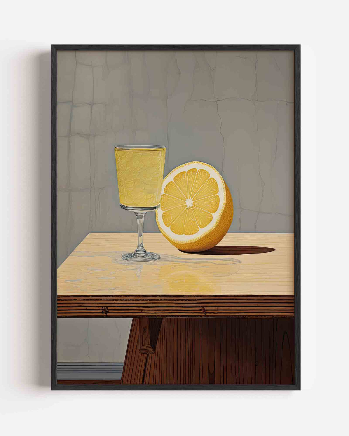 Citroen en glas – kleurrijke illustratie portret poster als wanddecoratie