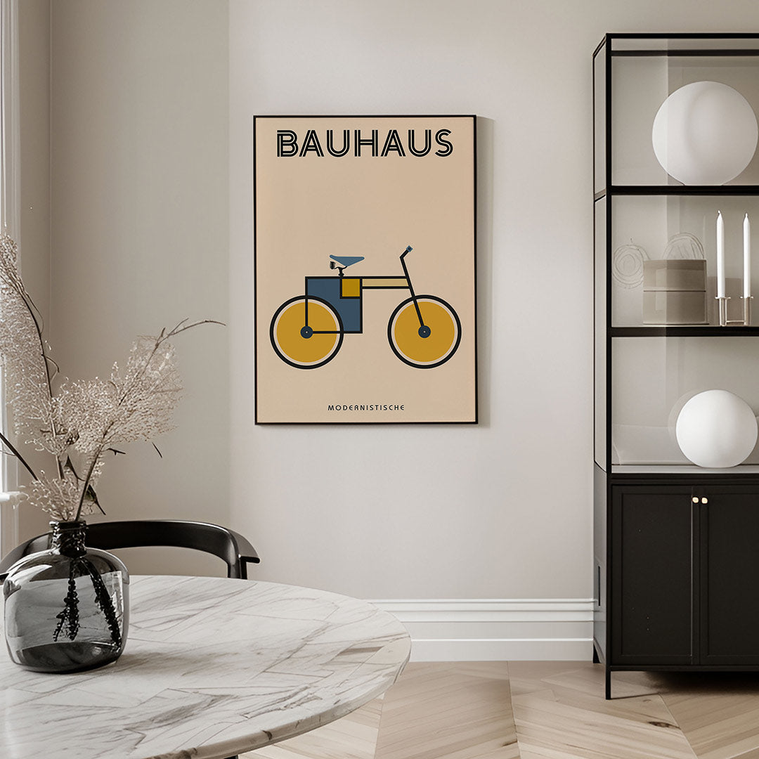 Fiets en vormen – geometrische Bauhaus poster in staand formaat