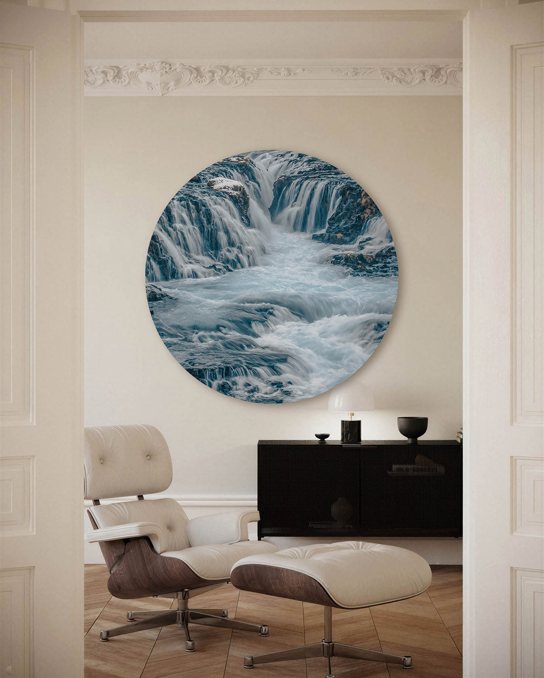 Waterval – fotografie muurcirkel als ronde wanddecoratie