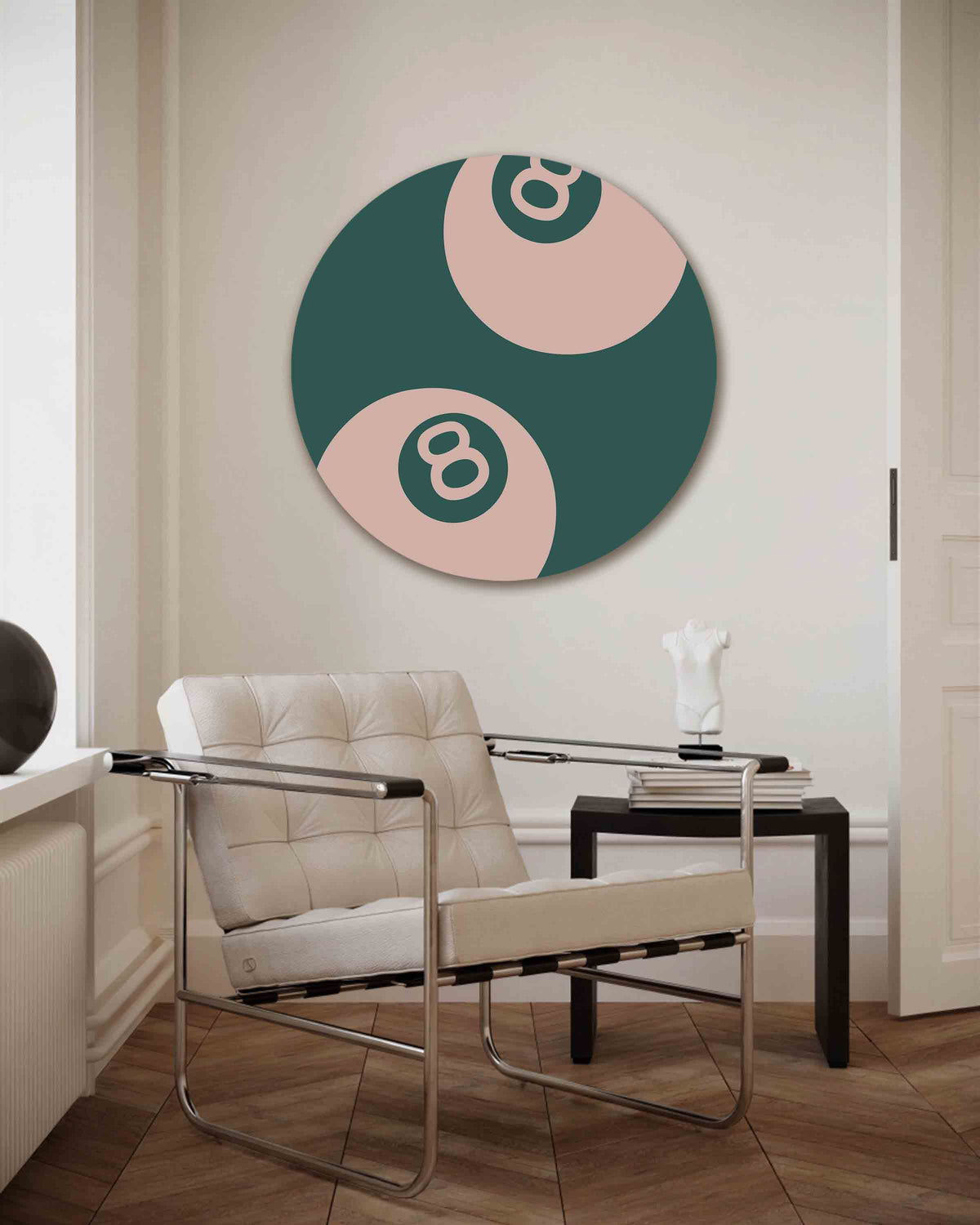 Biljartballen – kleurrijke muurcirkel als ronde wanddecoratie