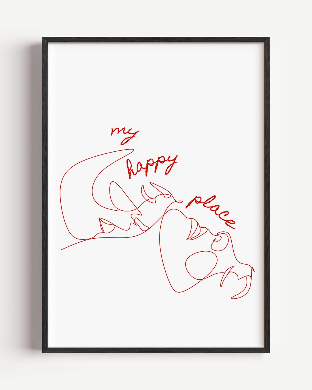 My Happy Place Lijntekening – zomer portret poster als wanddecoratie