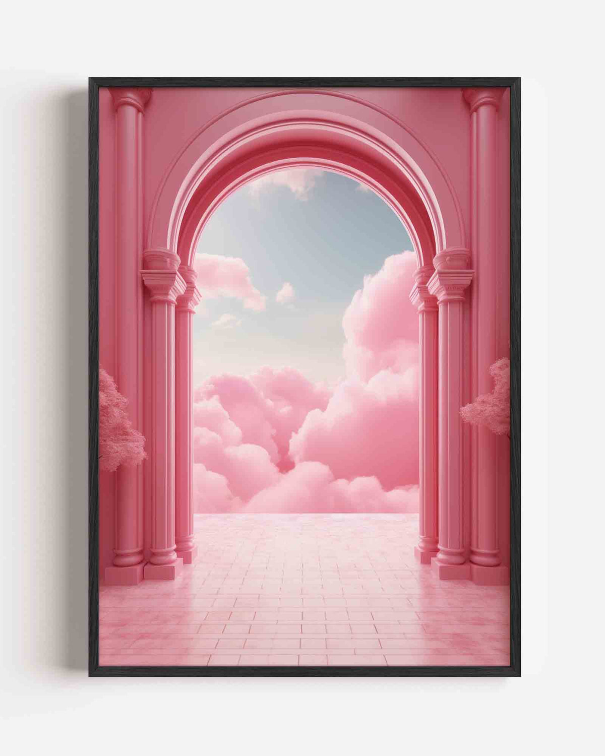Roze wolken en bogen – Kunst & Design poster als staande wanddecoratie