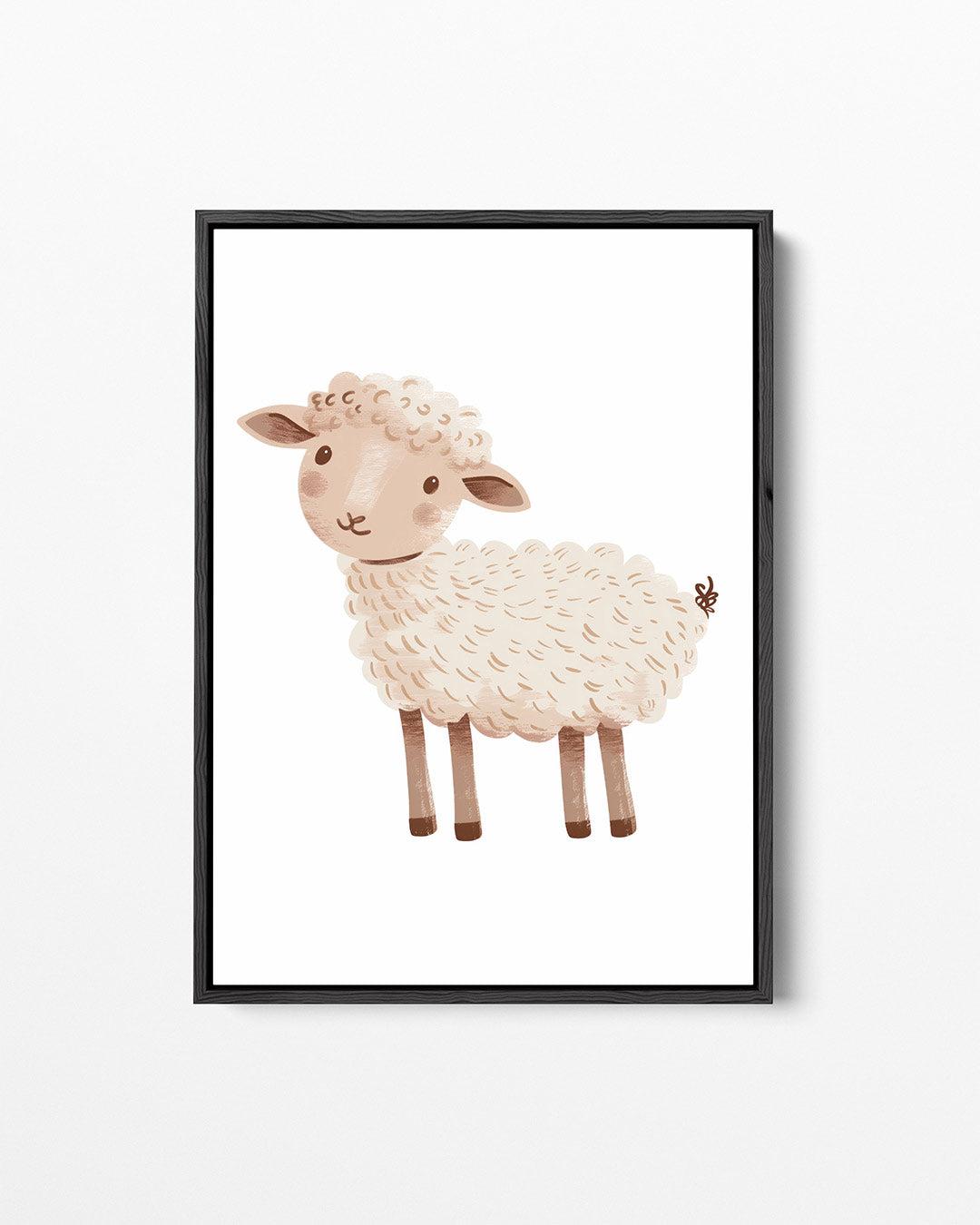 Schattig schaapje illustratie – staand wanddecoratie kunstwerk