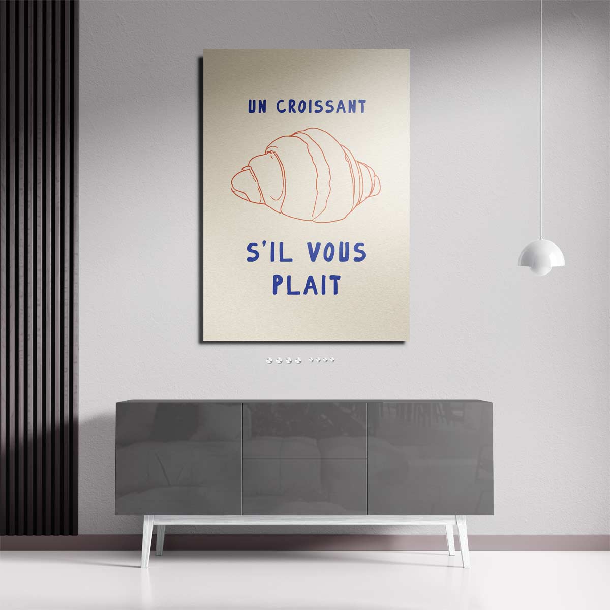 Charmante Croissant Illustratie – staande wandkunst voor woonkamer of interieur