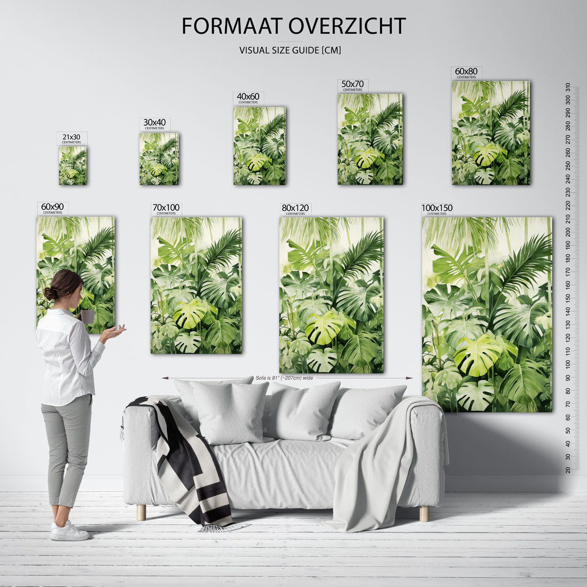 Tropische bladeren – staande muurposter met jungle thema