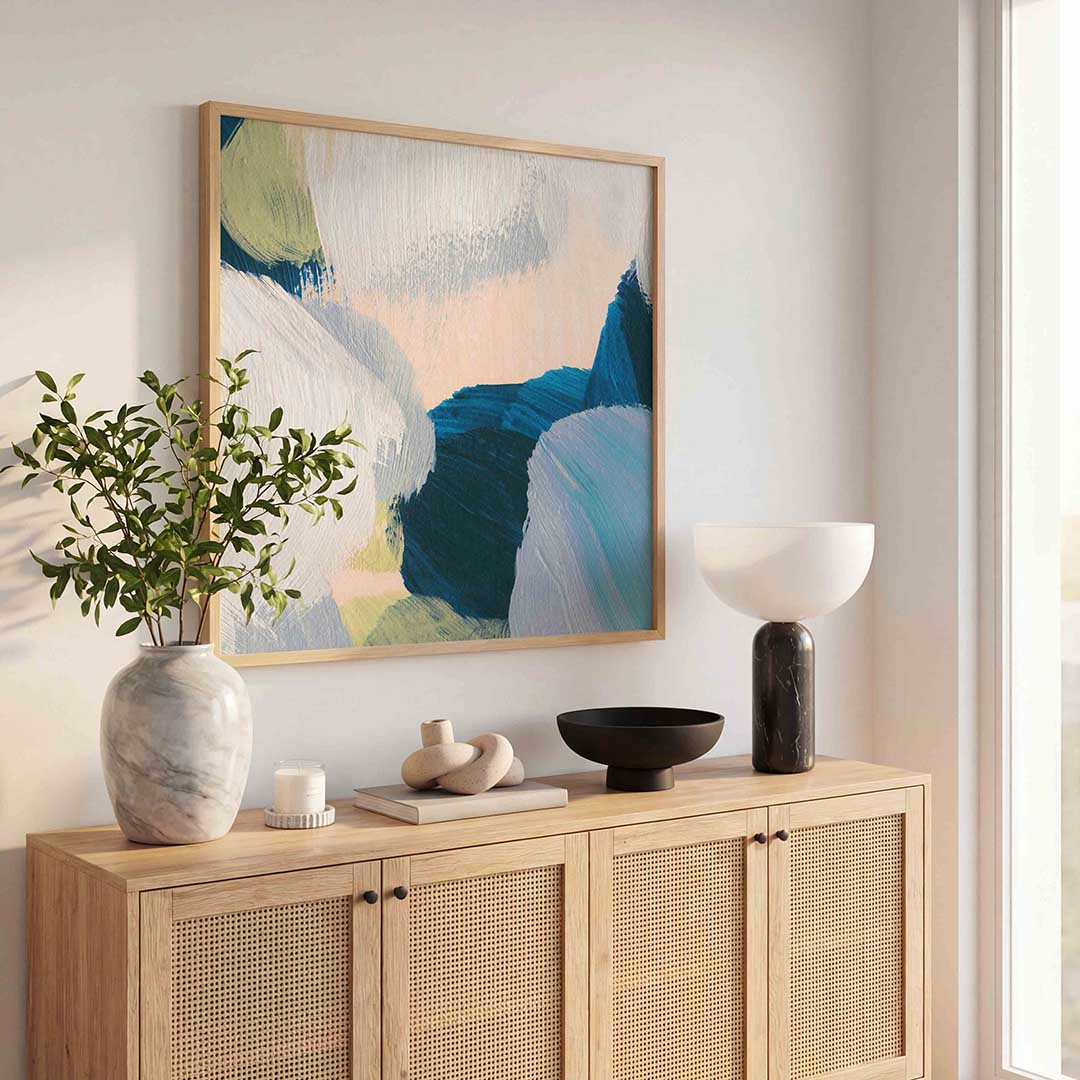 Abstracte penseelstreken – schilderkunst als moderne vierkante poster