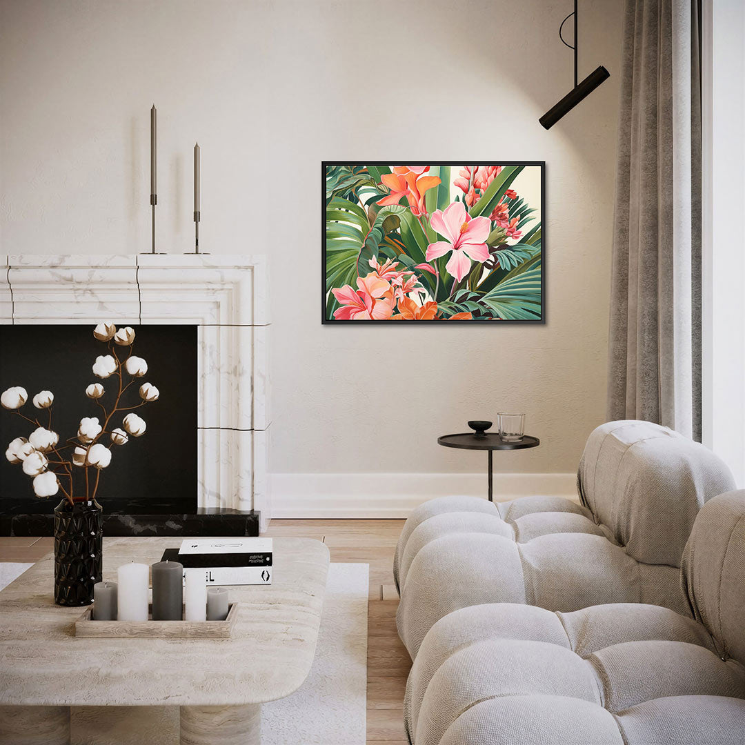 Tropische bloemenpracht – liggende wanddecoratie
