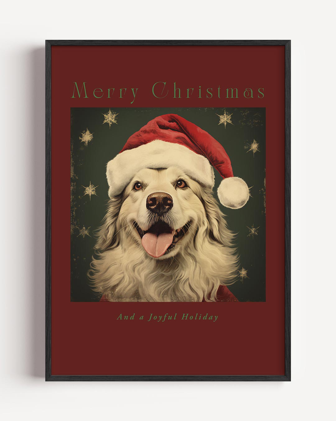 Vrolijke Kerstmis Hond – kerst portret poster als wanddecoratie
