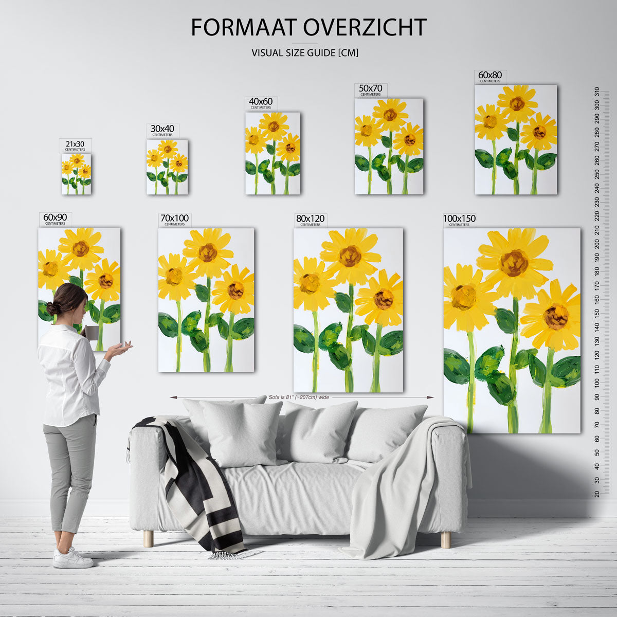 Zonnebloemen – staande muurposter met bloemen