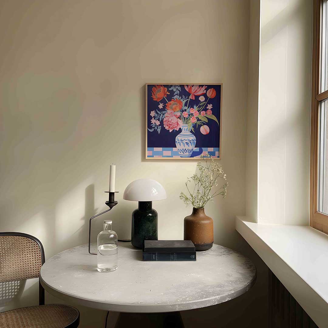 Bloemen in vaas – botanische poster in vierkant formaat