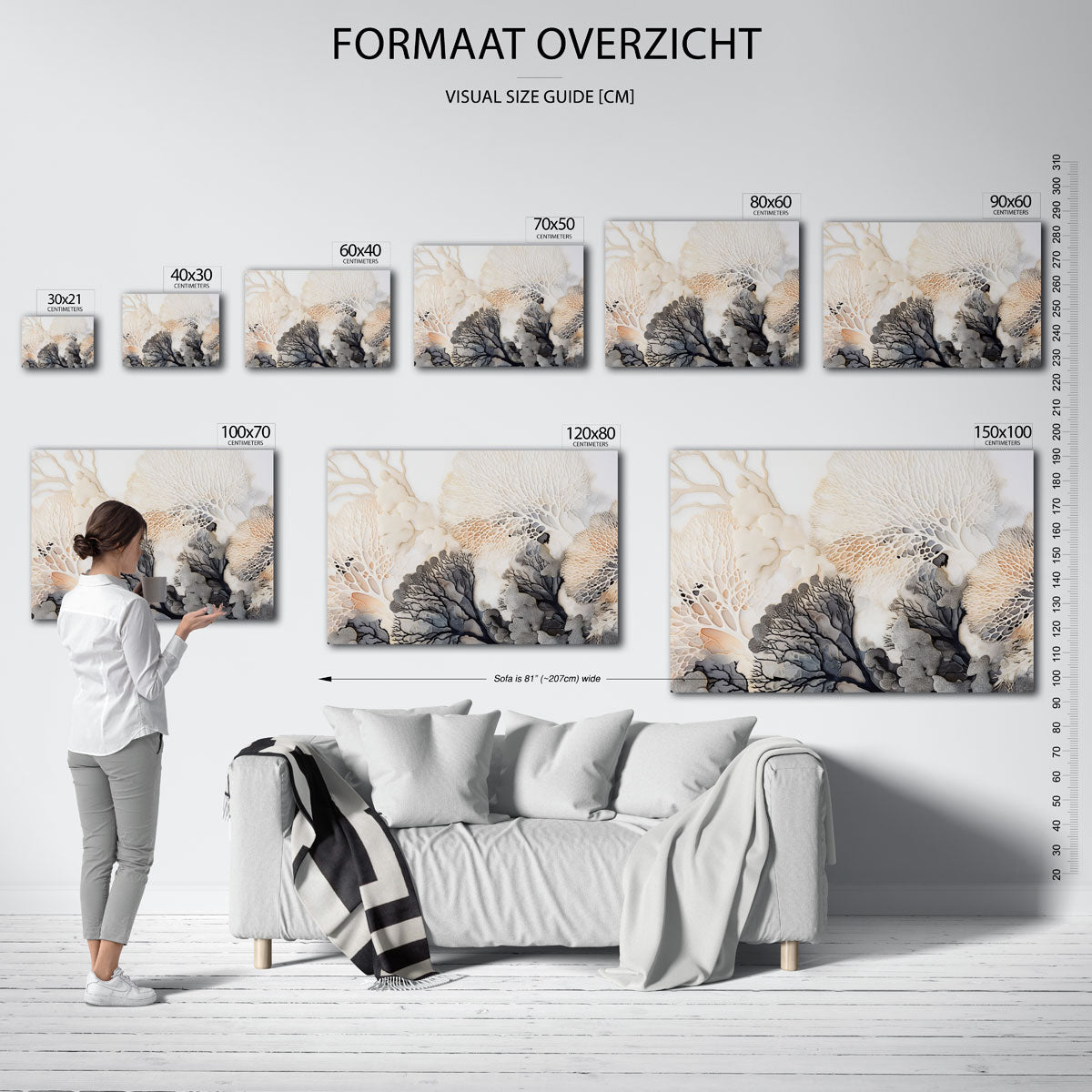 Organische vormen – liggende muurposter met abstracte vormen
