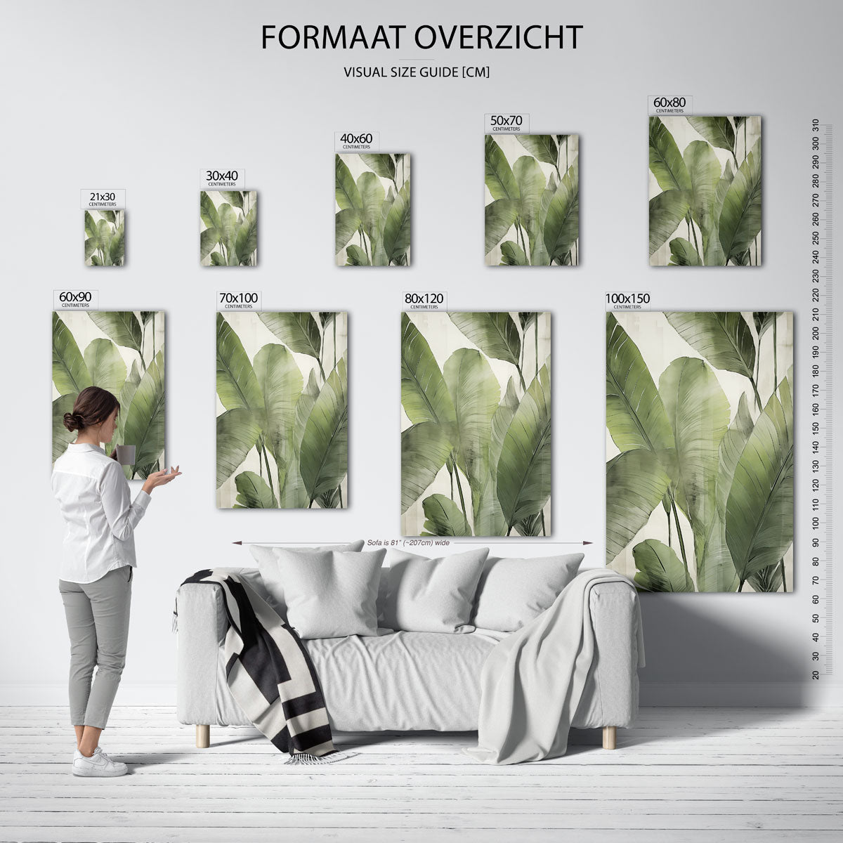 Grote groene bladeren – staande muurposter met jungle thema