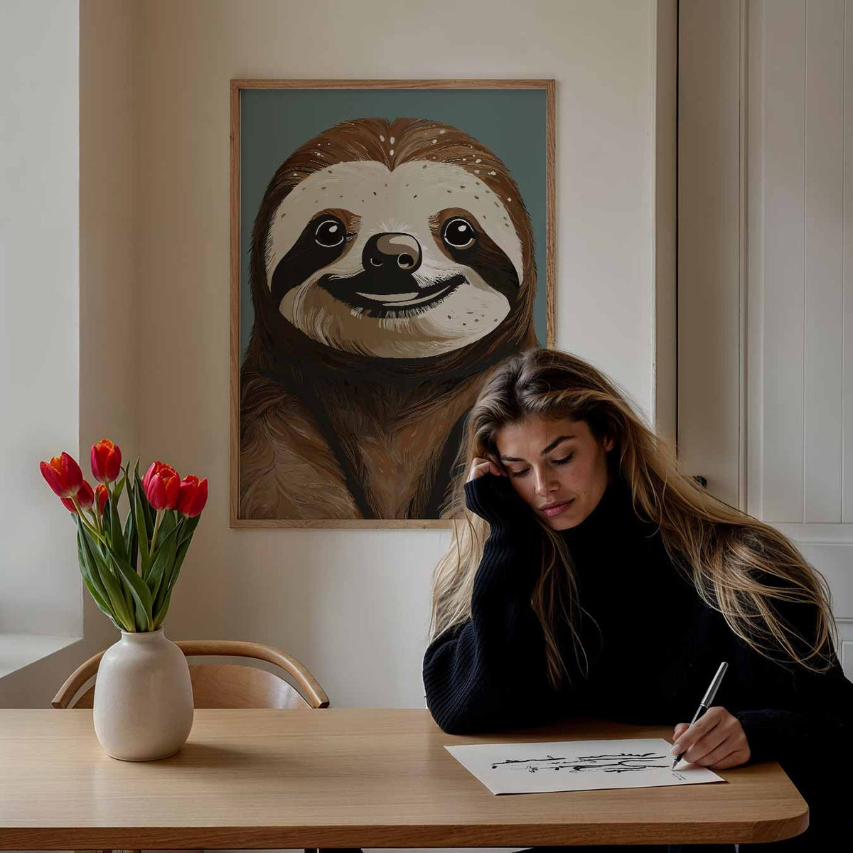 Lieve Luiaard – staande muurposter voor de kinderkamer