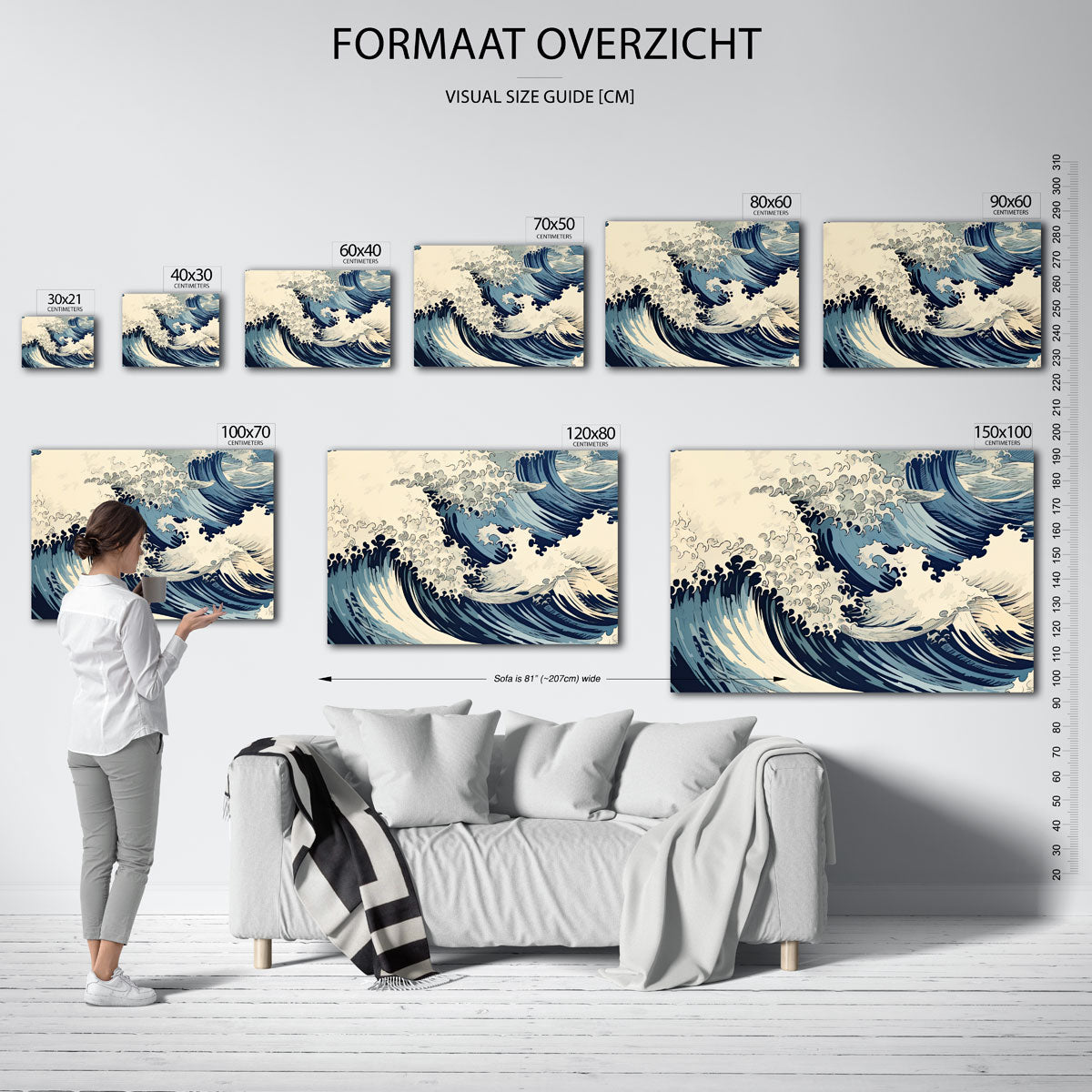 Golvende zee – landscape muurposter met eigentijdse illustratie