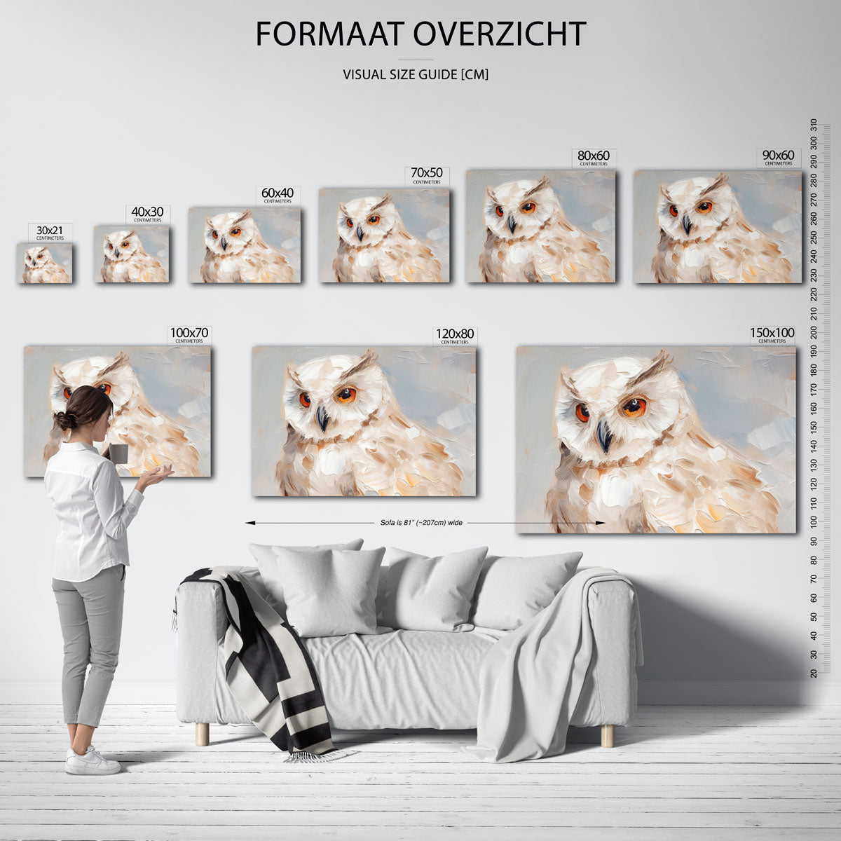Uil met oranje ogen – liggende muurposter met dierenthema
