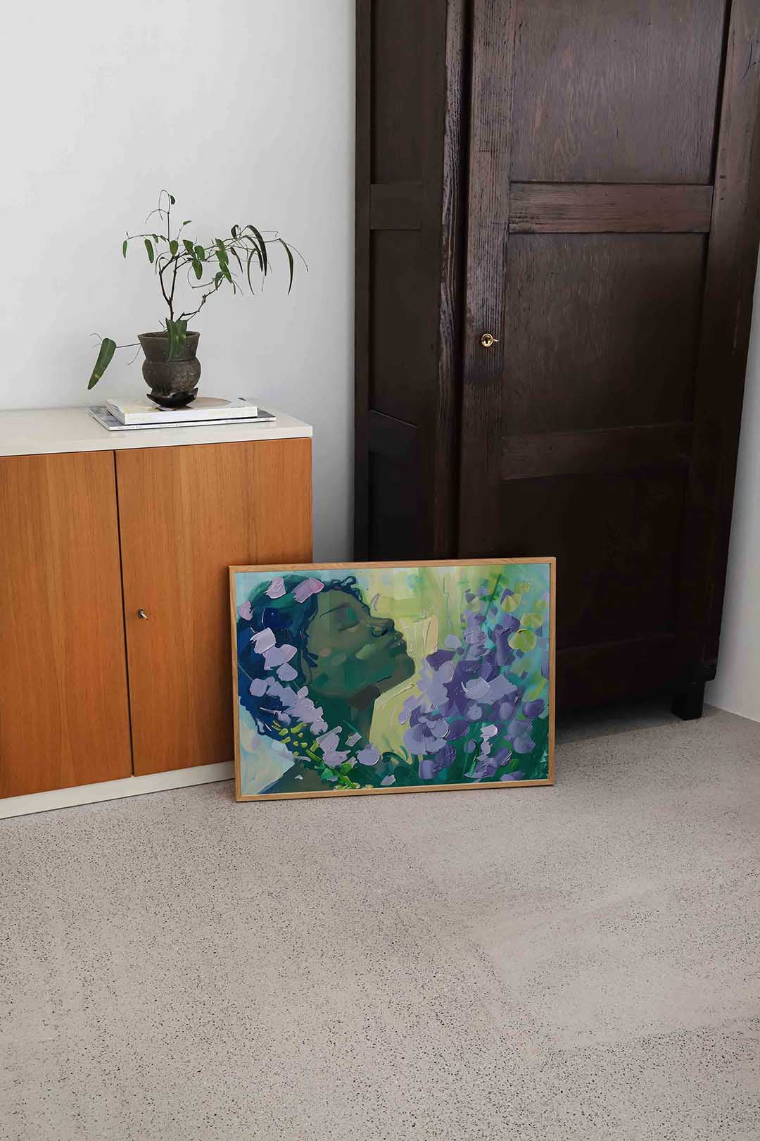 Bloemen en gezicht – bloemen wandkunst als landscape poster