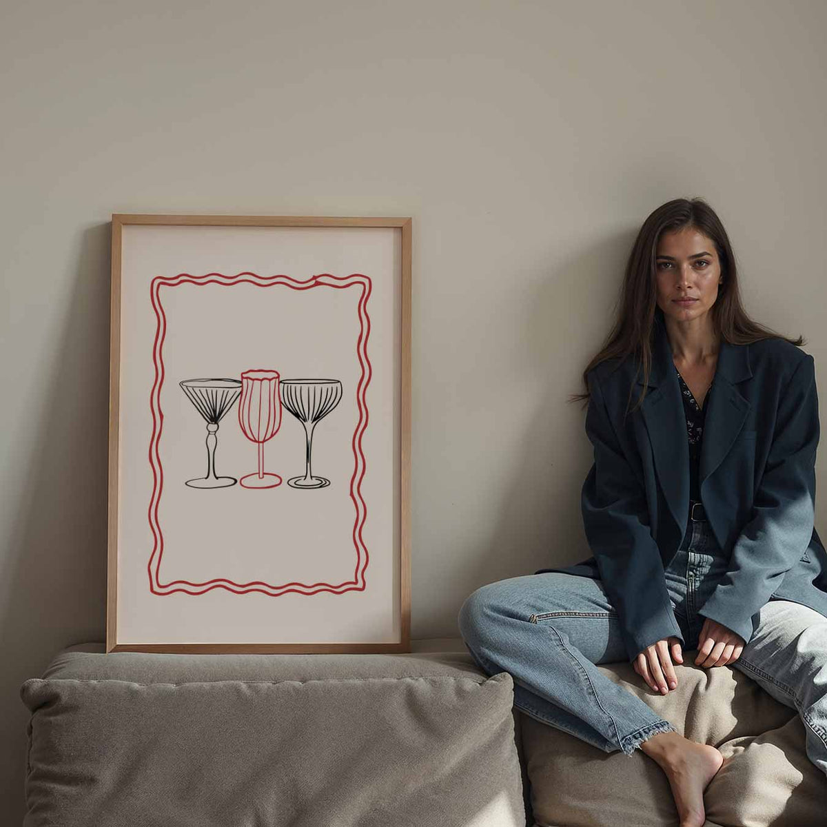 Elegante Cocktailglazen – staande keuken wanddecoratie van WallArtistic