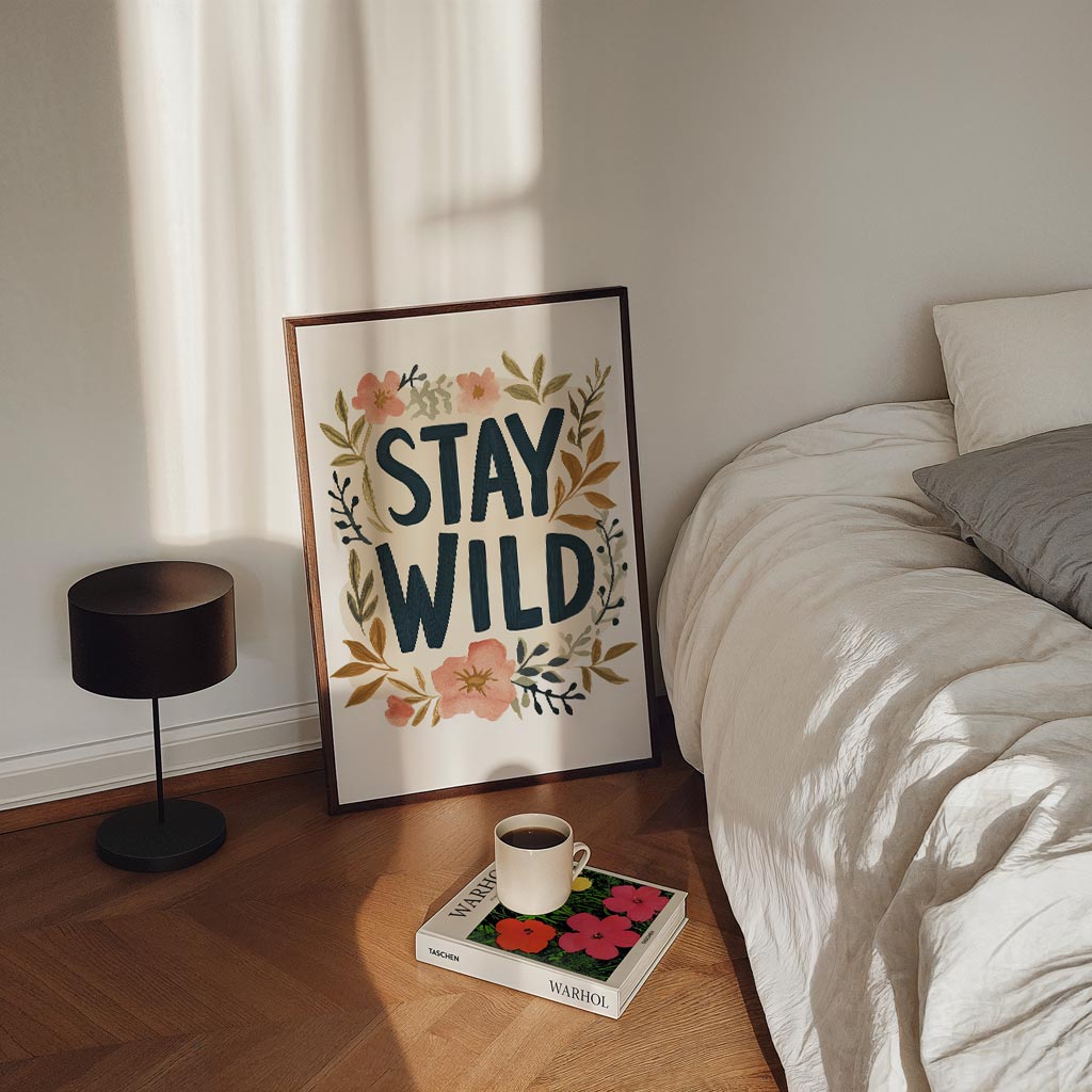 Stay Wild Bloemenposter – kinderposter in staand formaat