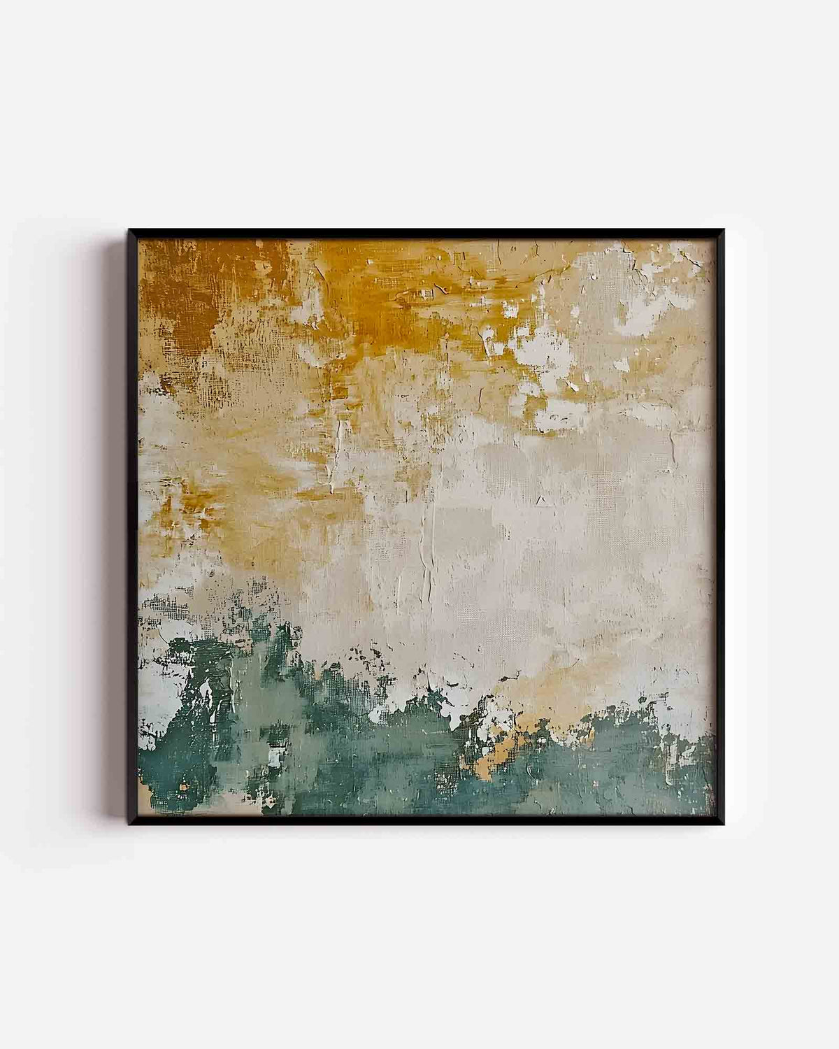 Abstracte beige en groene – abstracte textuur vierkante poster als wanddecoratie