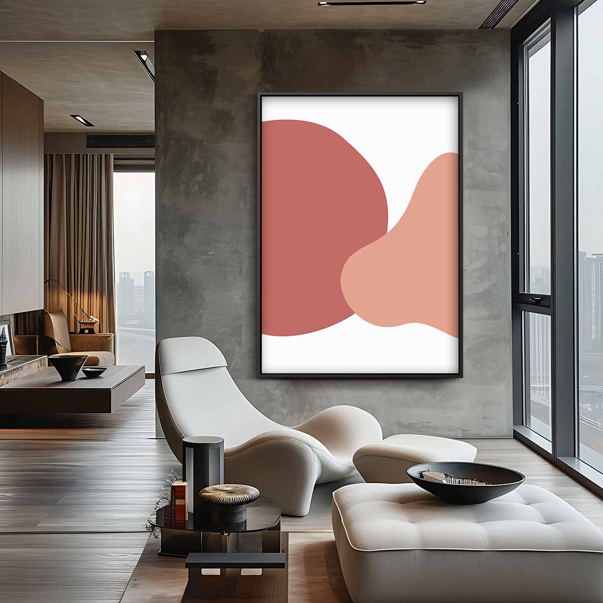 Harmonieuze Abstractie – kunstwerk met zwarte baklijst