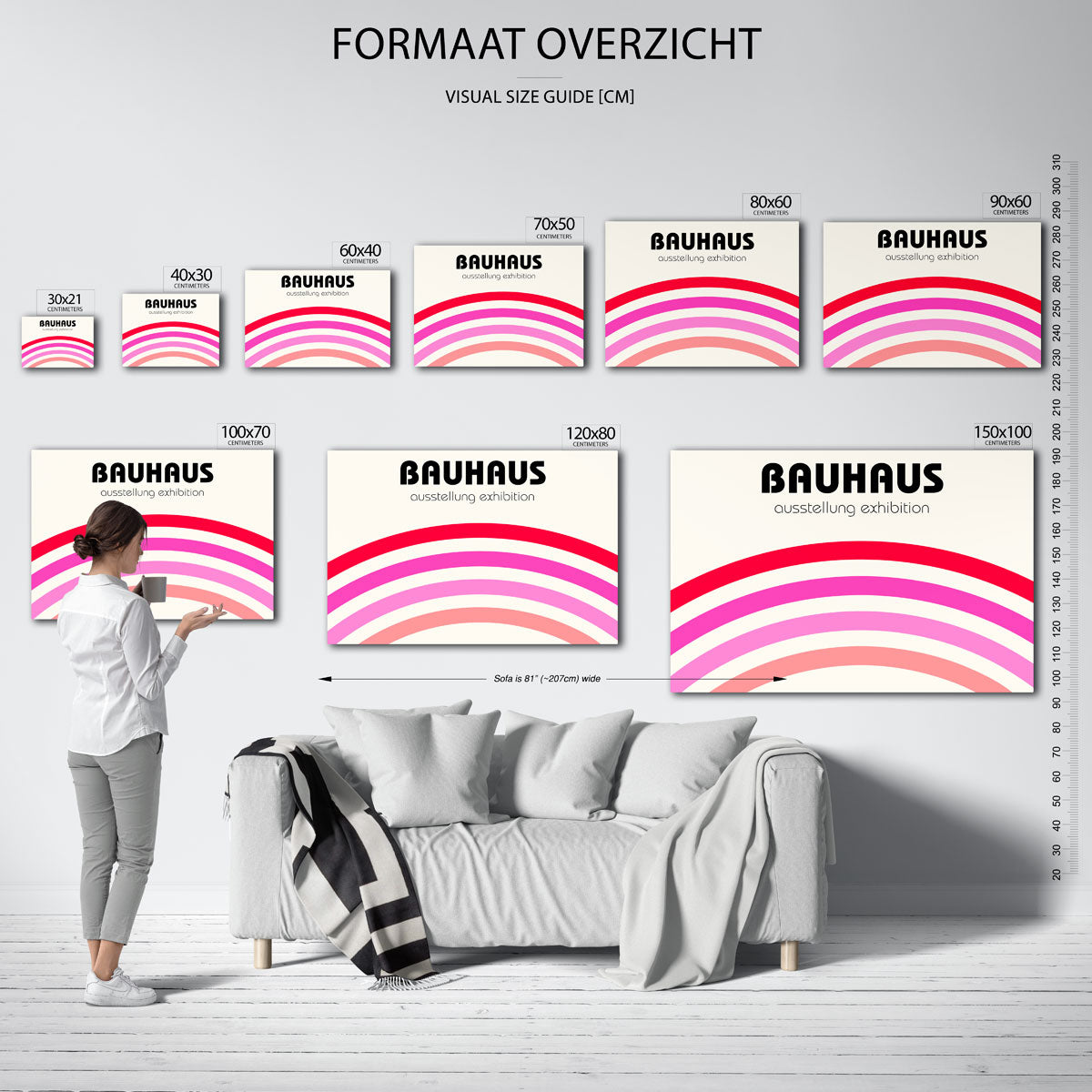 Kleurboog en tekst – geometrische poster in Bauhaus-stijl van WallArtistic