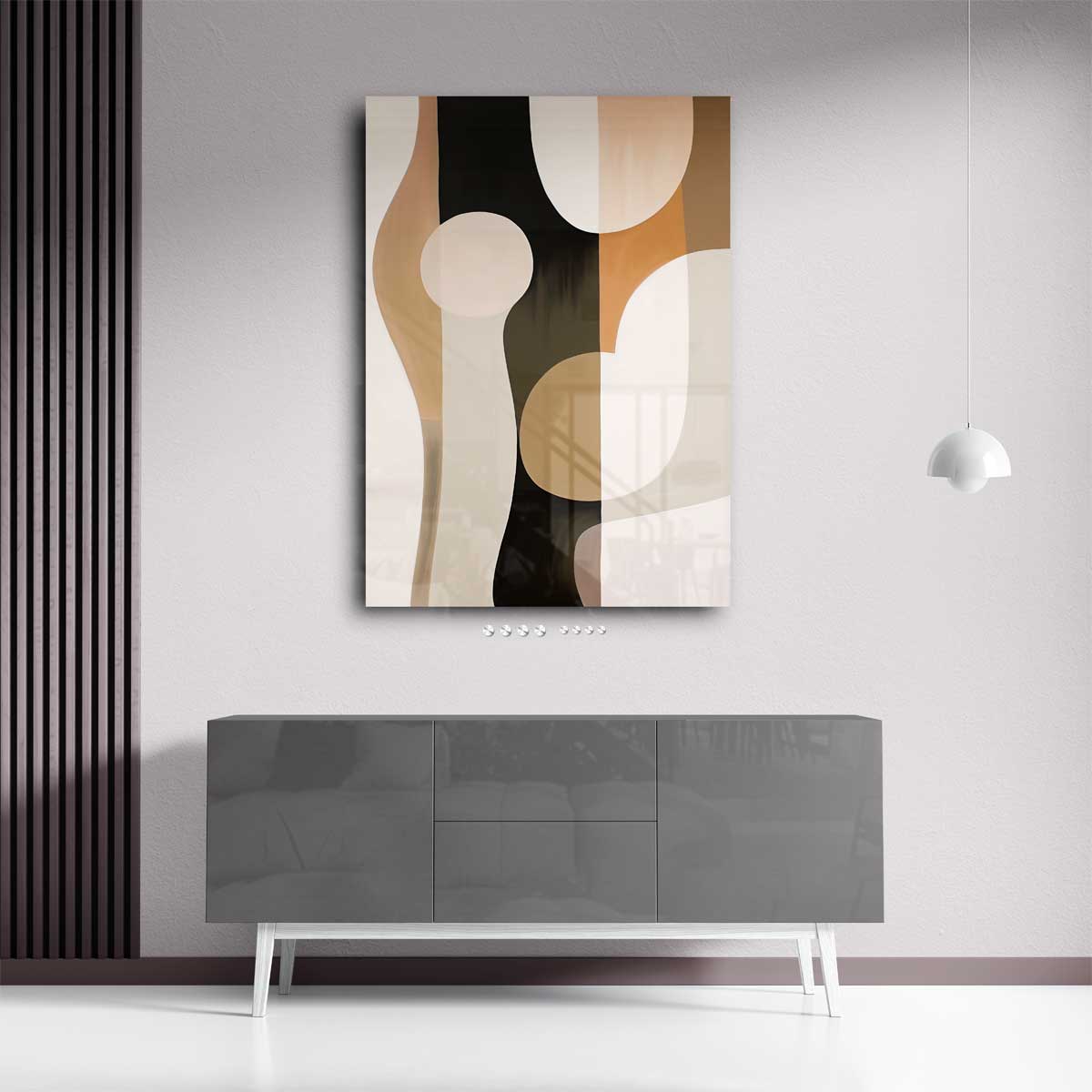 Abstracte Elegantie in Aardetinten – plexiglas wanddecoratie in portret formaat