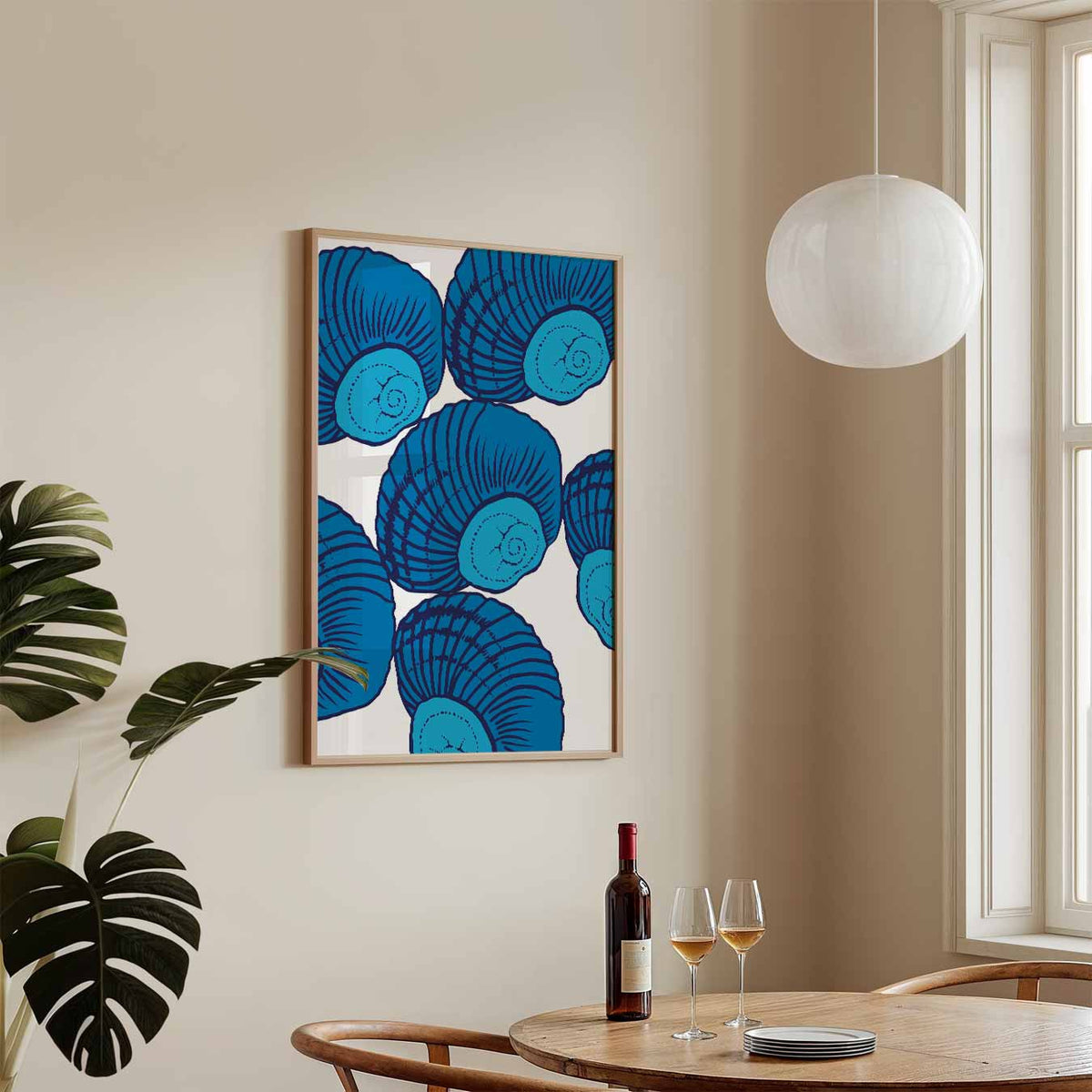 Zee-schelp Stijl – zeedieren poster in staand formaat