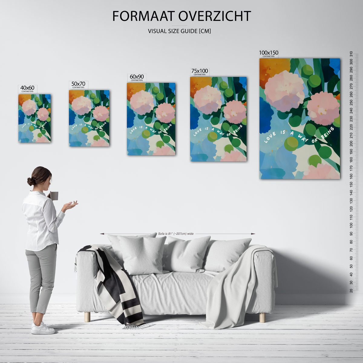 Bloemrijke kleurenpracht – staand wanddecoratie kunstwerk